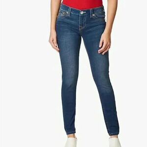 True Religion “Halle” mid rise super skinny medium wash denim jean 25